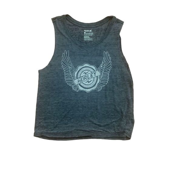 Hurley Women's Tank Top Large Gray Winged Logo Graphic Casual Workout Beach - Picture 1 of 3